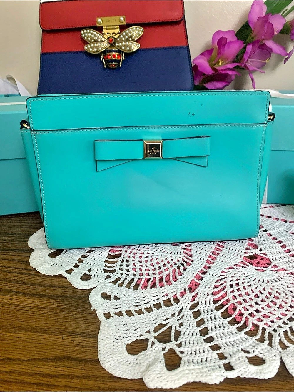Kate Spade Bow Crossbody Bag in Blue & Turquoise